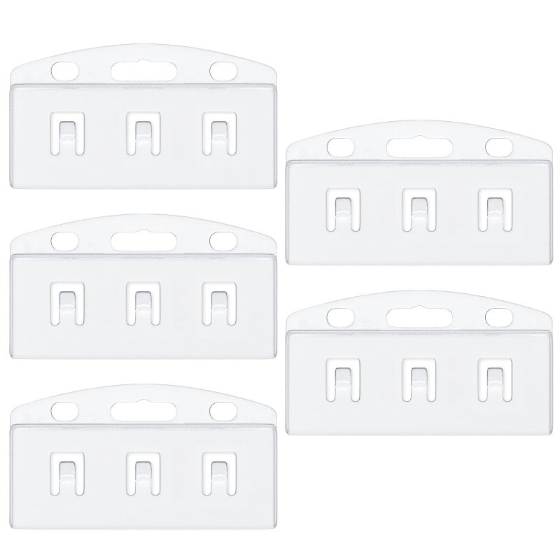 Pawfly 5 Pack Vertical Half Card Badge Holders with Grippers Hard Transparent Protectors Sleeves Frosted Pouches for POS Magnetic Swipe Cards IDs Credit Cards and Passes - Image 1